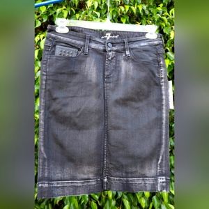 7 for all mankind black denim skirt